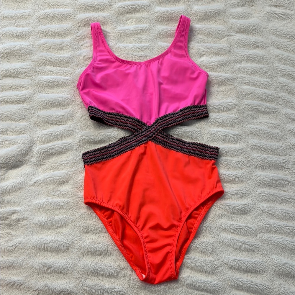 Pink and Orange Kids Swim One Piece
